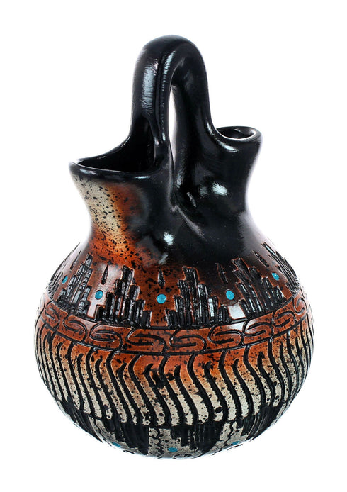 Navajo Indian Hand Crafted Pot By Artist Dewayne Eskeets SN20021